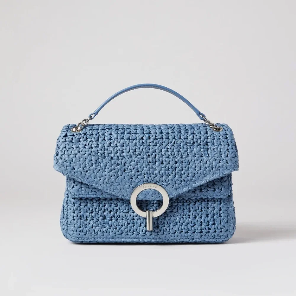 Sandro Raffia YZA Bag in Blue